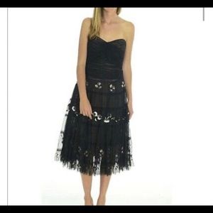 BCBG Maxazria Black Tulle Beaded Strapless Formal Dress Womens Size Small